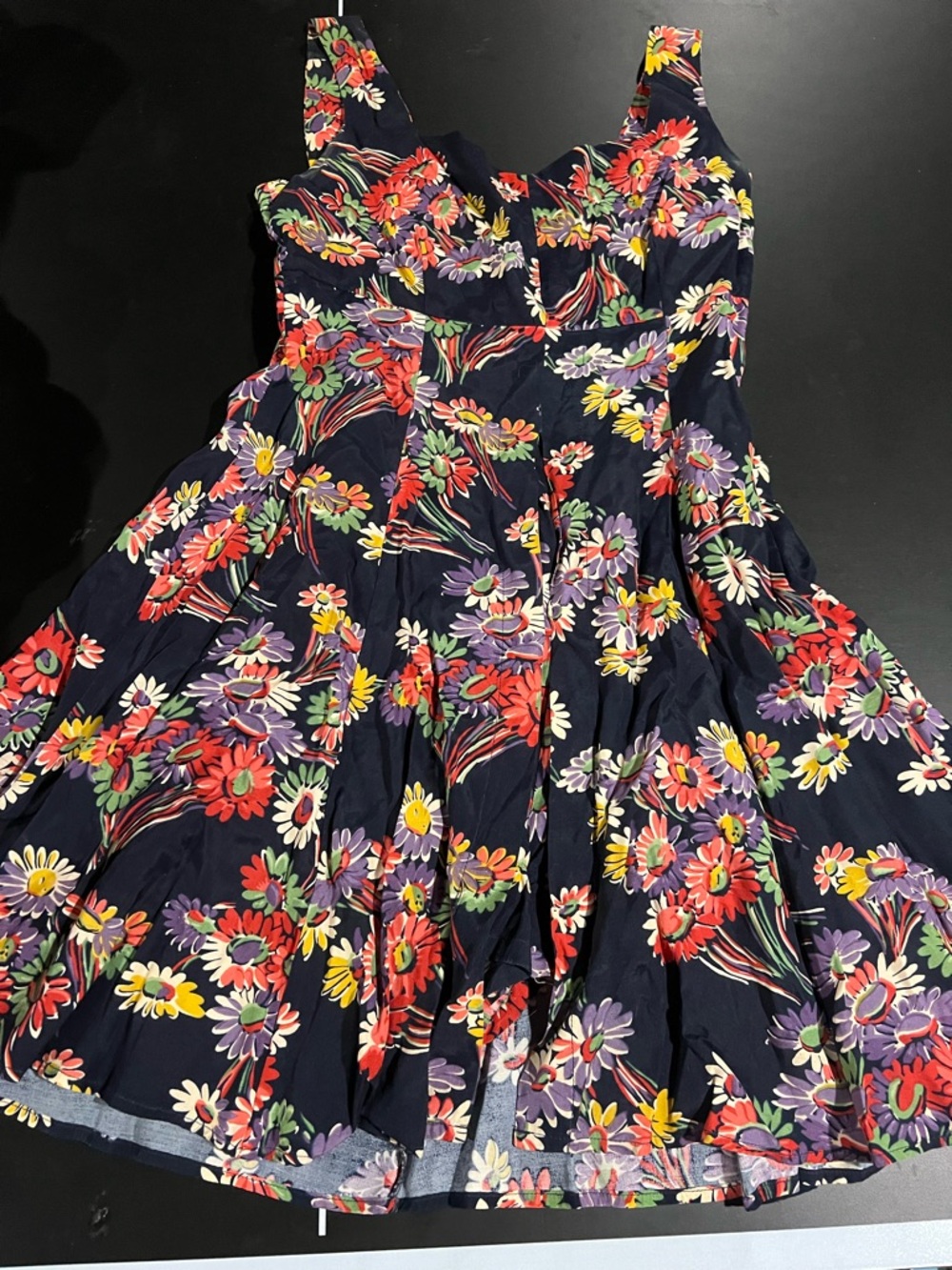 Esprit Navy Floral Sundress with Bright Multicolor Blooms